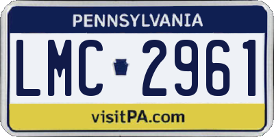 PA license plate LMC2961