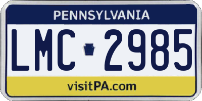 PA license plate LMC2985