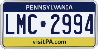 PA license plate LMC2994
