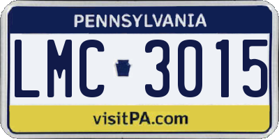 PA license plate LMC3015
