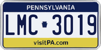 PA license plate LMC3019