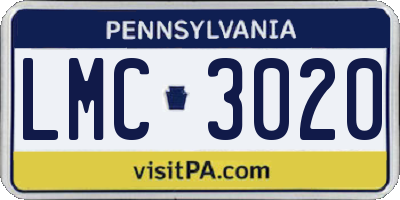 PA license plate LMC3020