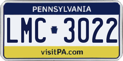 PA license plate LMC3022