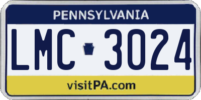 PA license plate LMC3024