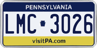 PA license plate LMC3026