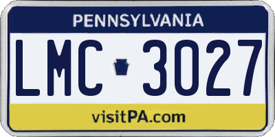 PA license plate LMC3027
