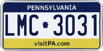 PA license plate LMC3031