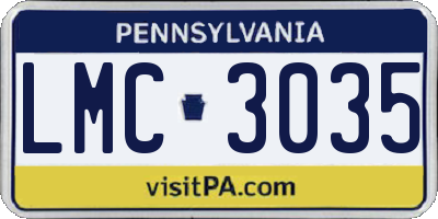 PA license plate LMC3035
