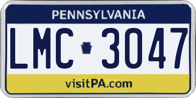 PA license plate LMC3047