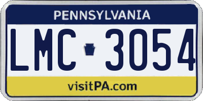 PA license plate LMC3054