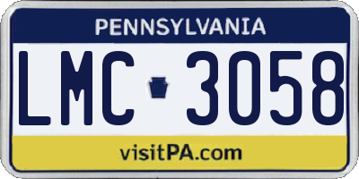 PA license plate LMC3058