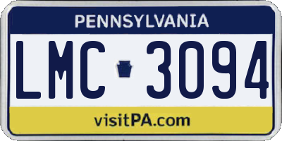 PA license plate LMC3094