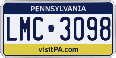 PA license plate LMC3098