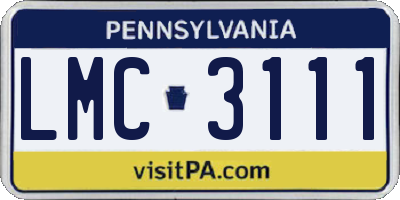PA license plate LMC3111