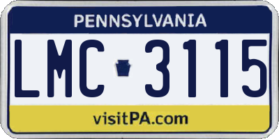 PA license plate LMC3115