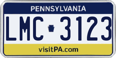 PA license plate LMC3123