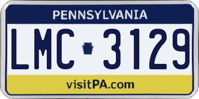 PA license plate LMC3129
