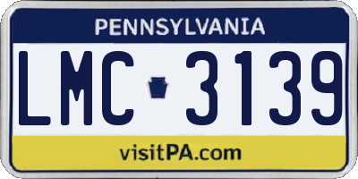 PA license plate LMC3139