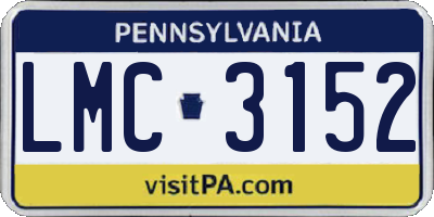 PA license plate LMC3152