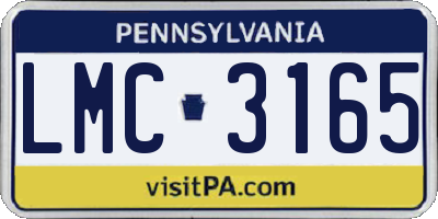 PA license plate LMC3165