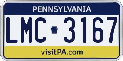 PA license plate LMC3167