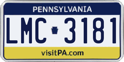 PA license plate LMC3181