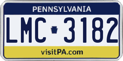 PA license plate LMC3182