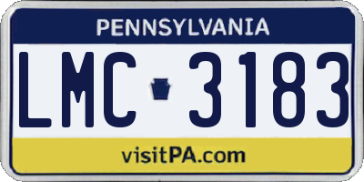 PA license plate LMC3183