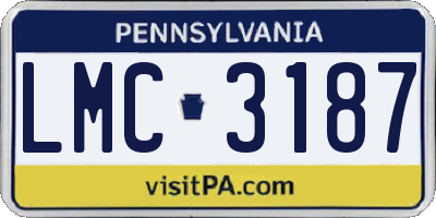 PA license plate LMC3187