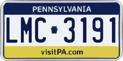 PA license plate LMC3191
