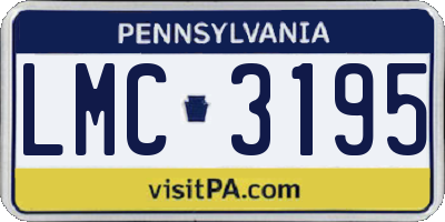 PA license plate LMC3195