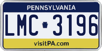 PA license plate LMC3196
