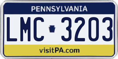 PA license plate LMC3203