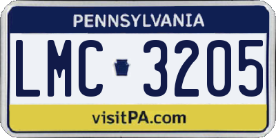 PA license plate LMC3205