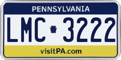 PA license plate LMC3222