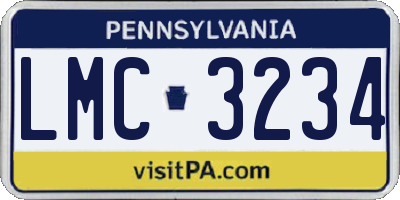 PA license plate LMC3234