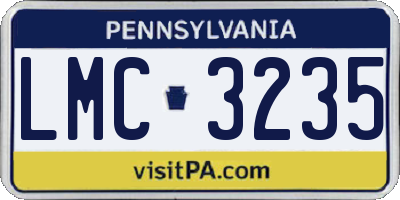 PA license plate LMC3235