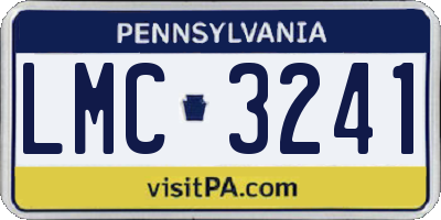 PA license plate LMC3241