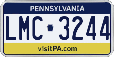 PA license plate LMC3244