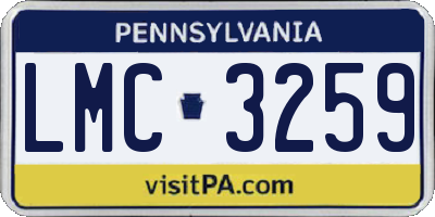 PA license plate LMC3259