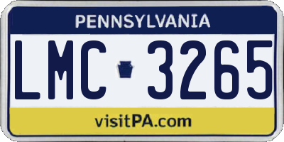 PA license plate LMC3265