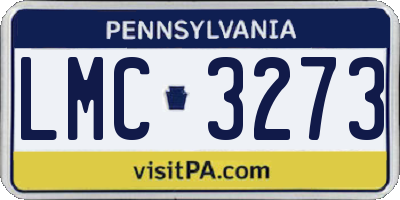PA license plate LMC3273