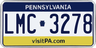 PA license plate LMC3278