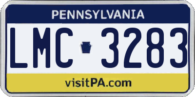 PA license plate LMC3283
