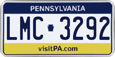 PA license plate LMC3292