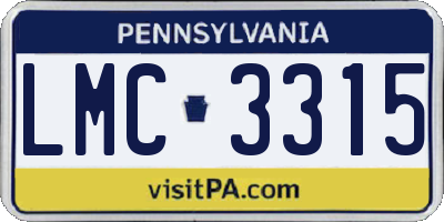PA license plate LMC3315