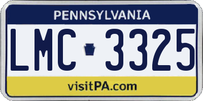 PA license plate LMC3325