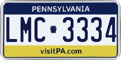 PA license plate LMC3334