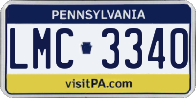 PA license plate LMC3340