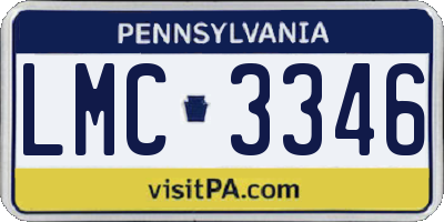 PA license plate LMC3346